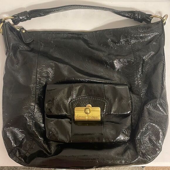 Coach G1076-16014 Kristen hobo blk liquid gloss - Picture 1 of 16